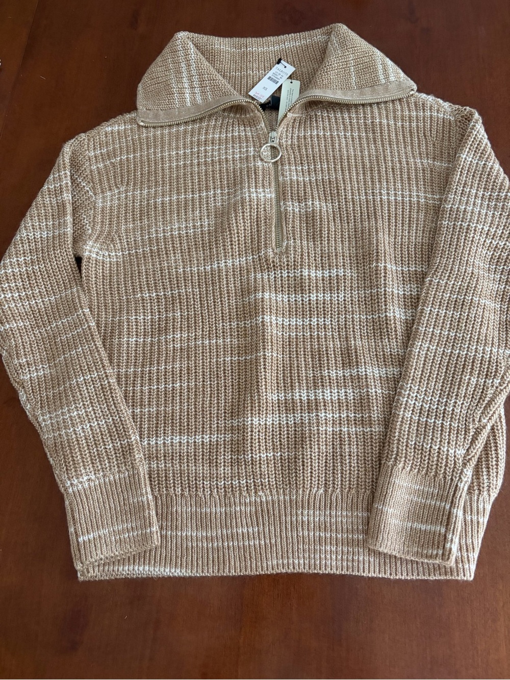 Talbots womens Beige Half-Zip Knit Sweater